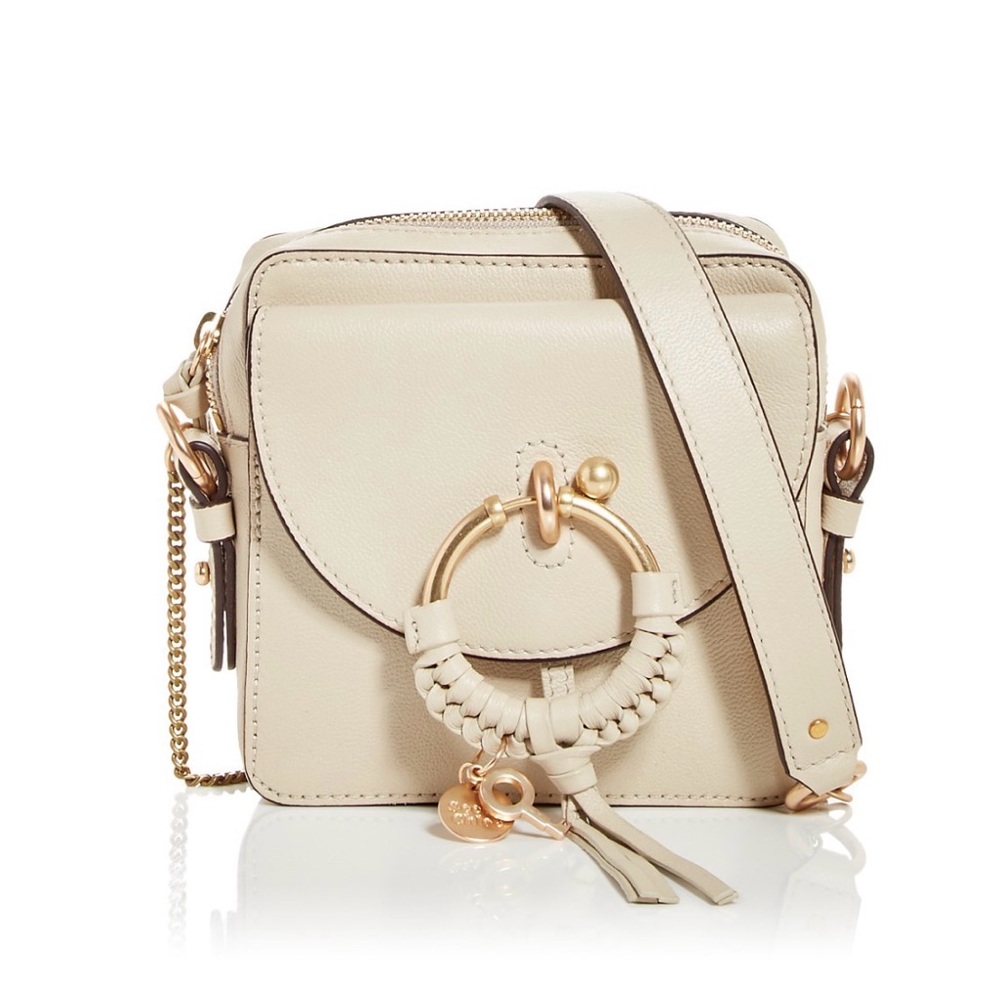 See By Chloé Cream Leather Crossbody Bag with Gold Hardware
